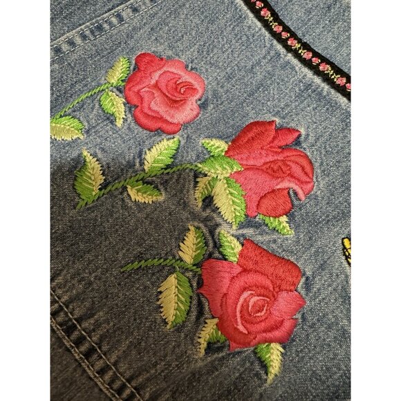 Tweety‎ Bird Overall Denim Dress Woman Size Medium Warner Bros Embroidered 90's - Picture 9 of 16